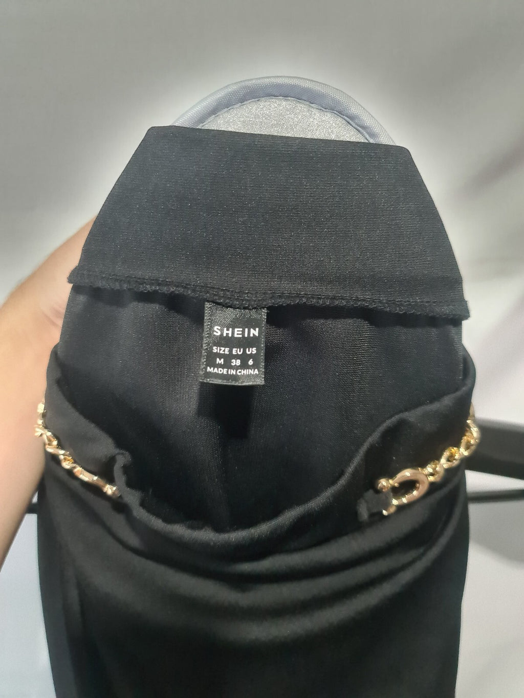 Shein black chain detail pencil skirt