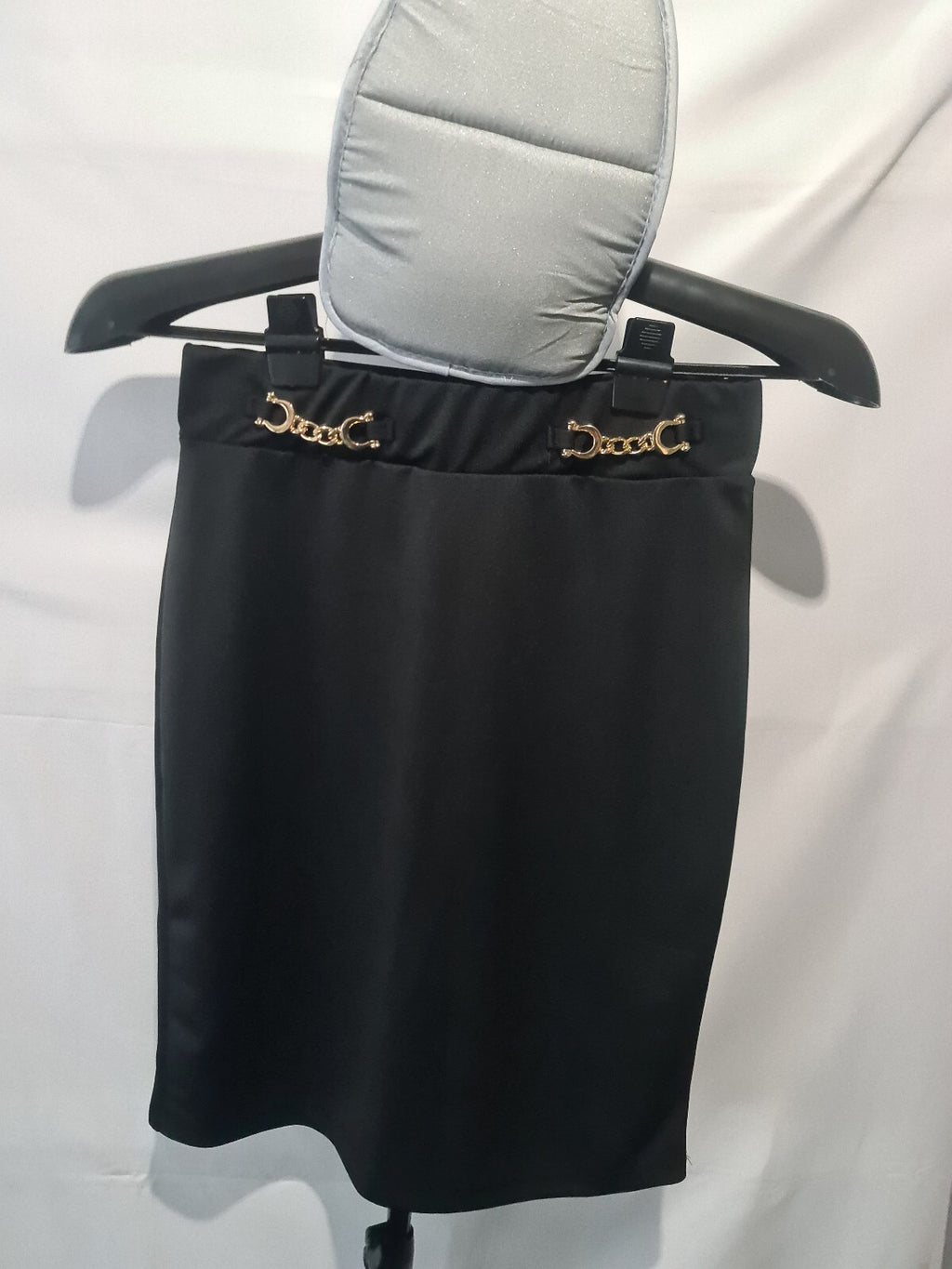 Shein black chain detail pencil skirt