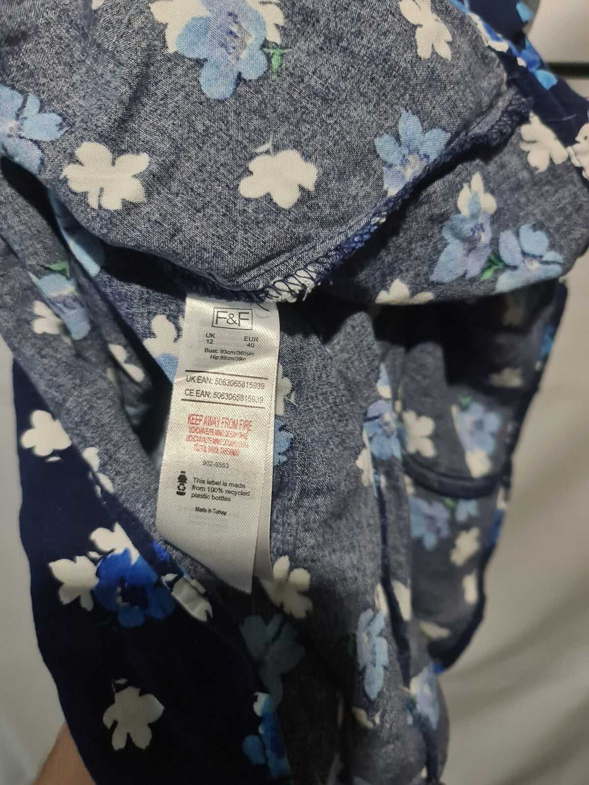 Navy floral short sleeve dress