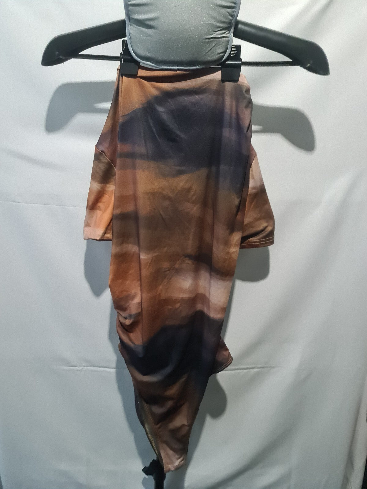 Brown abstract draped skirt