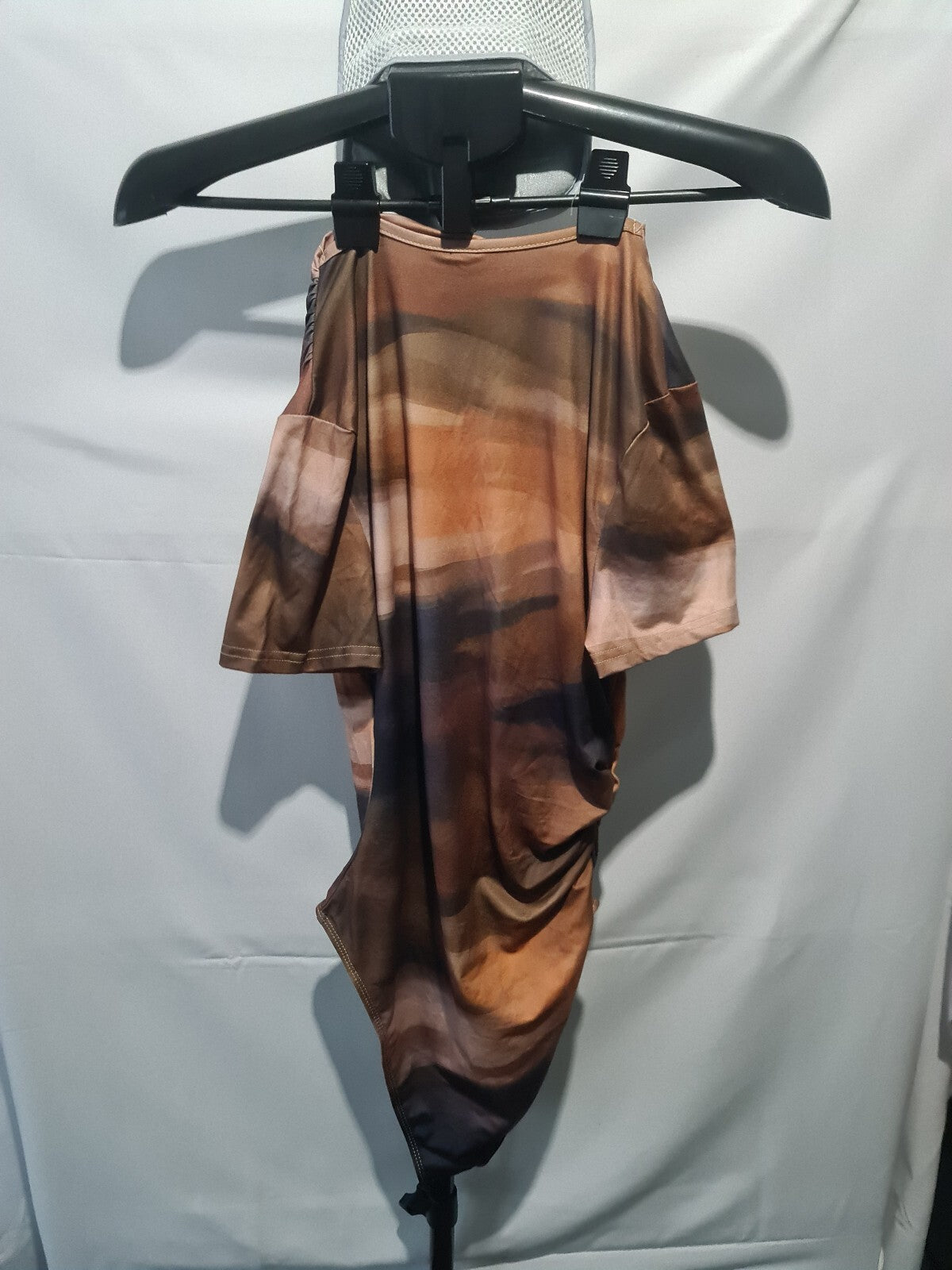 Brown abstract draped skirt