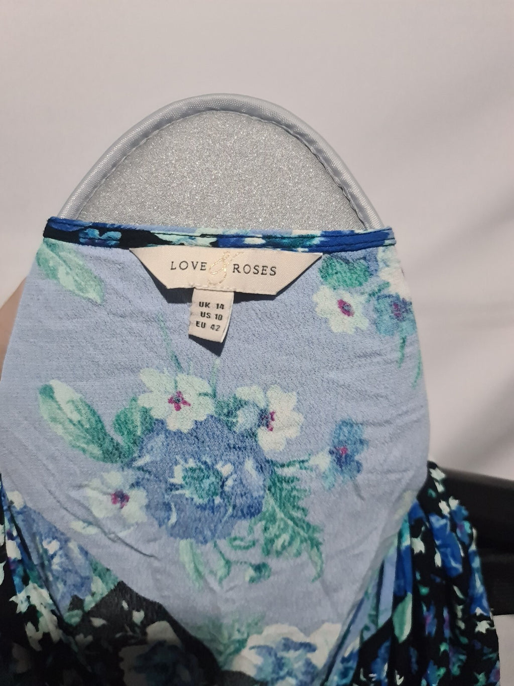 Love Roses blue floral wrap dress