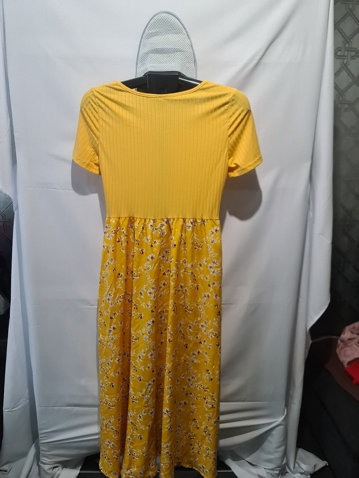 Yellow floral midi dress