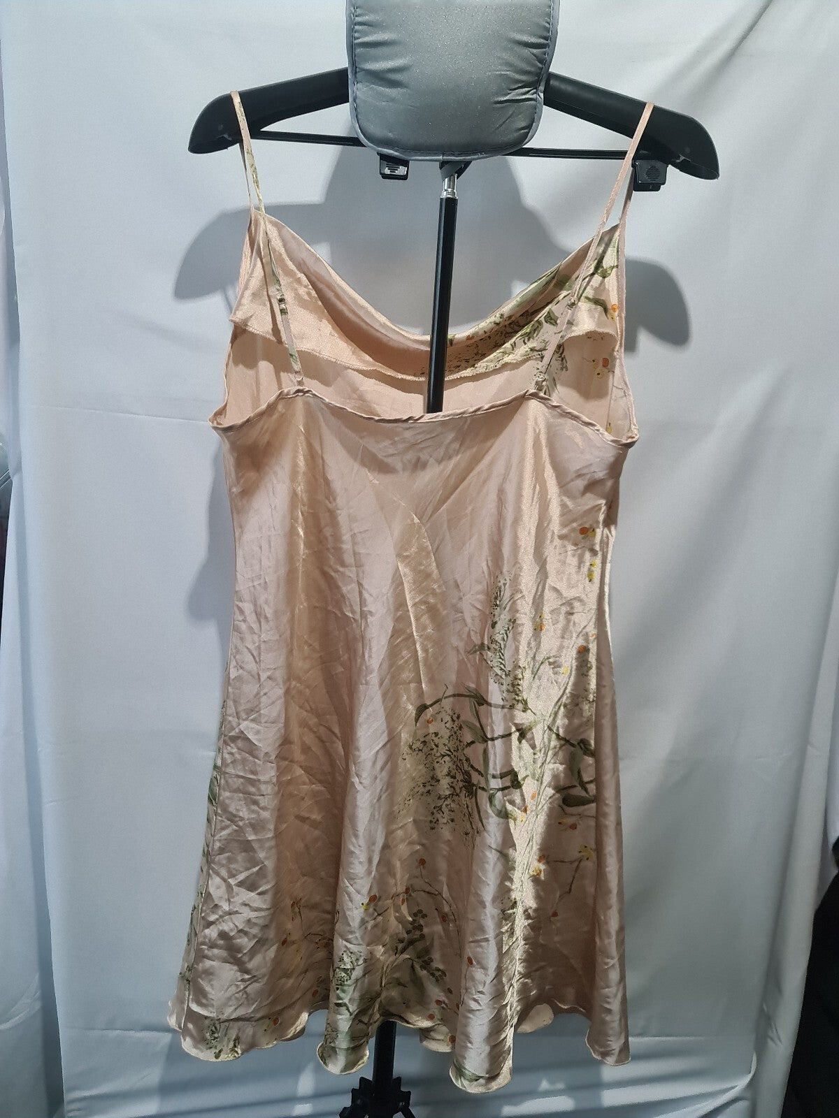 Pink satin floral slip dress