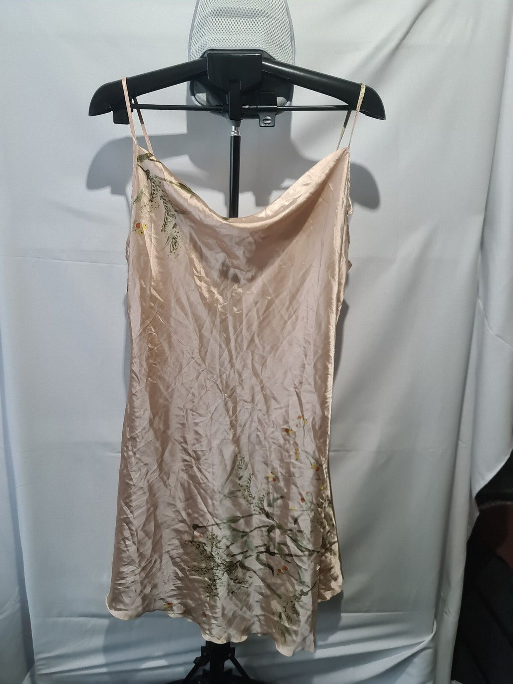 Pink satin floral slip dress