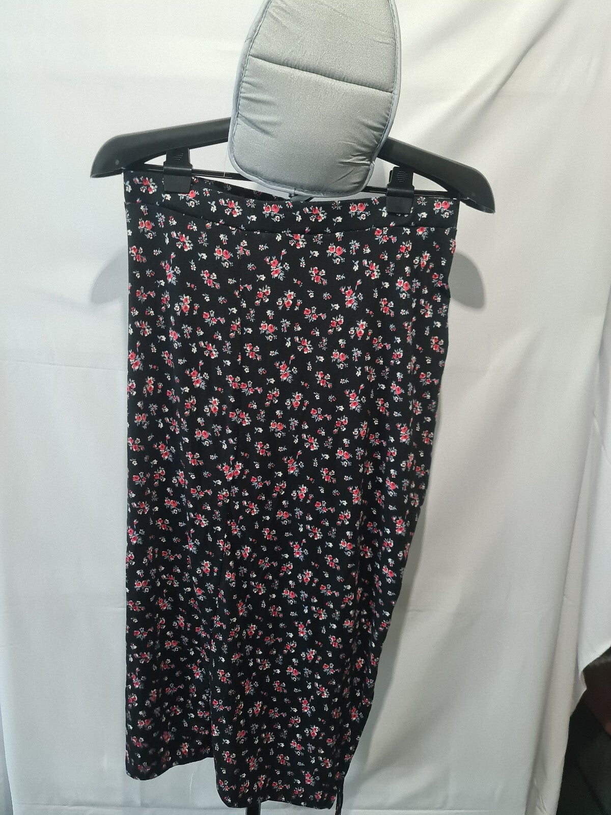 Shein black floral midi skirt