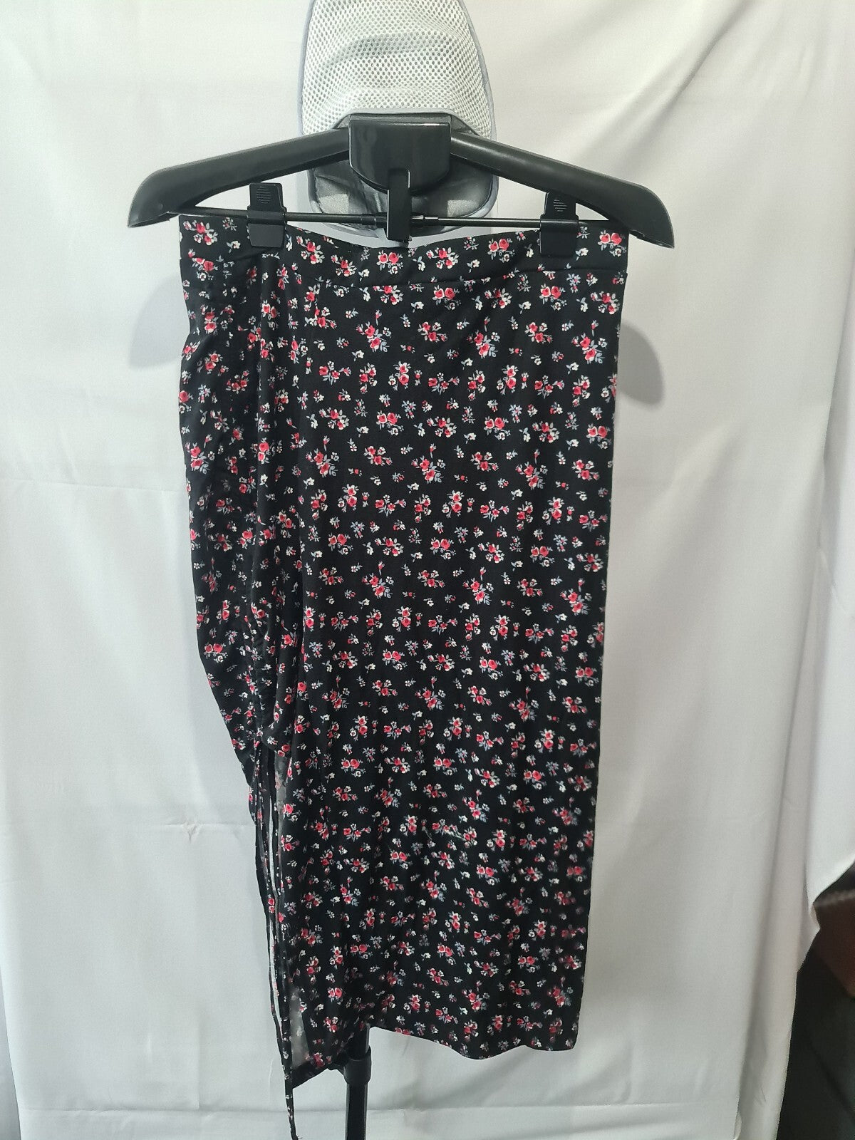 Shein black floral midi skirt