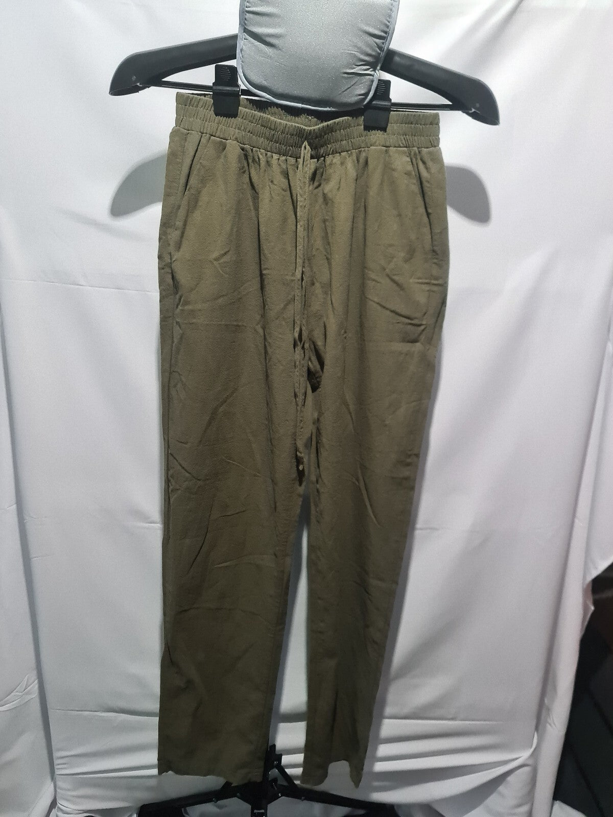 Khaki elastic waist trousers