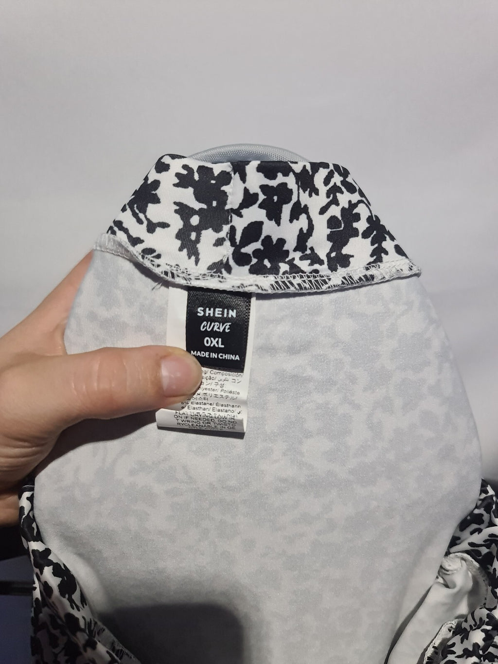 Shein Curve black and white floral midi skirt