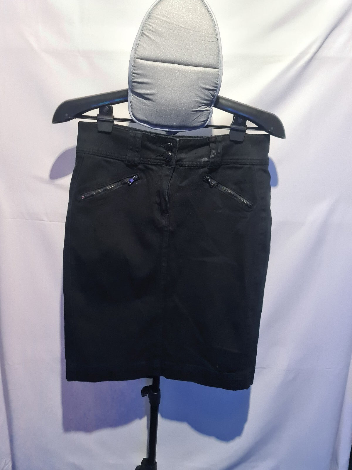 Black denim skirt