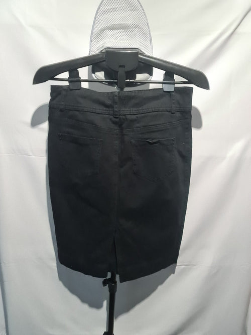 Black denim skirt