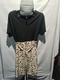 Black and cream floral short sleeve dress