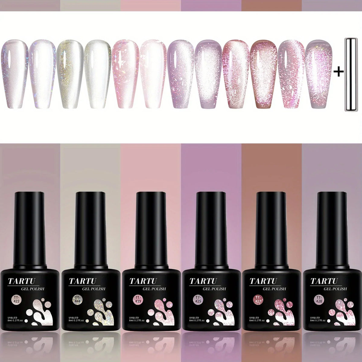 TARTU Cat Eye Gel Nail Polish Set 6 Colors 8ml