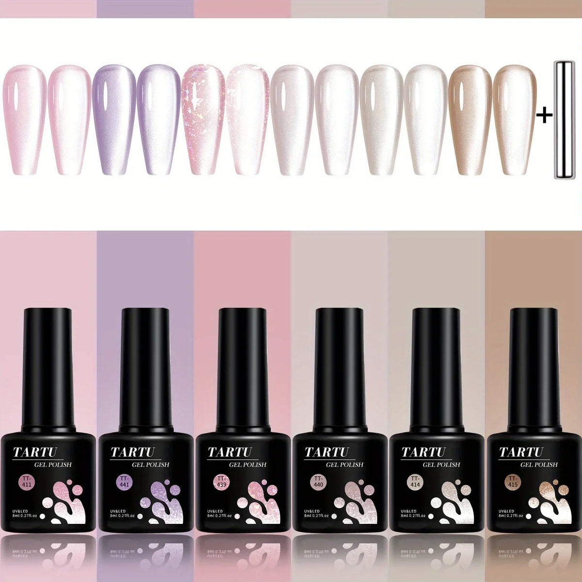 TARTU Cat Eye Gel Nail Polish Set 6 Colors 8ml
