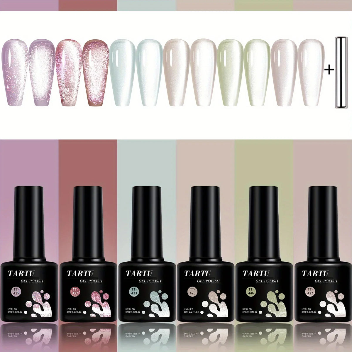 TARTU Cat Eye Gel Nail Polish Set 6 Colors 8ml