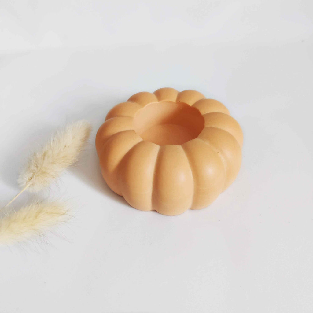 Pumpkin tealight candle holder- orange and sage green
