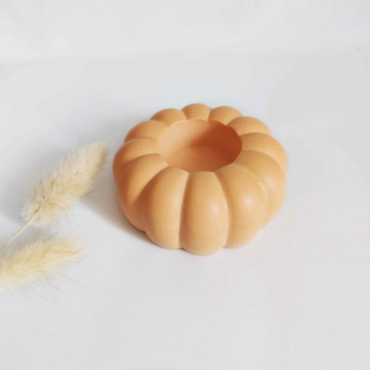 Pumpkin tealight candle holder- orange and sage green